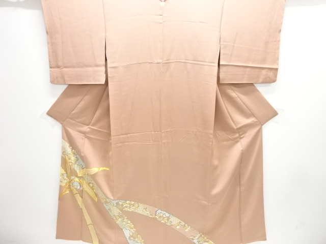 JAPANESE KIMONO / TOMESODE / EMBROIDERY / ONE CREST / PLANTS